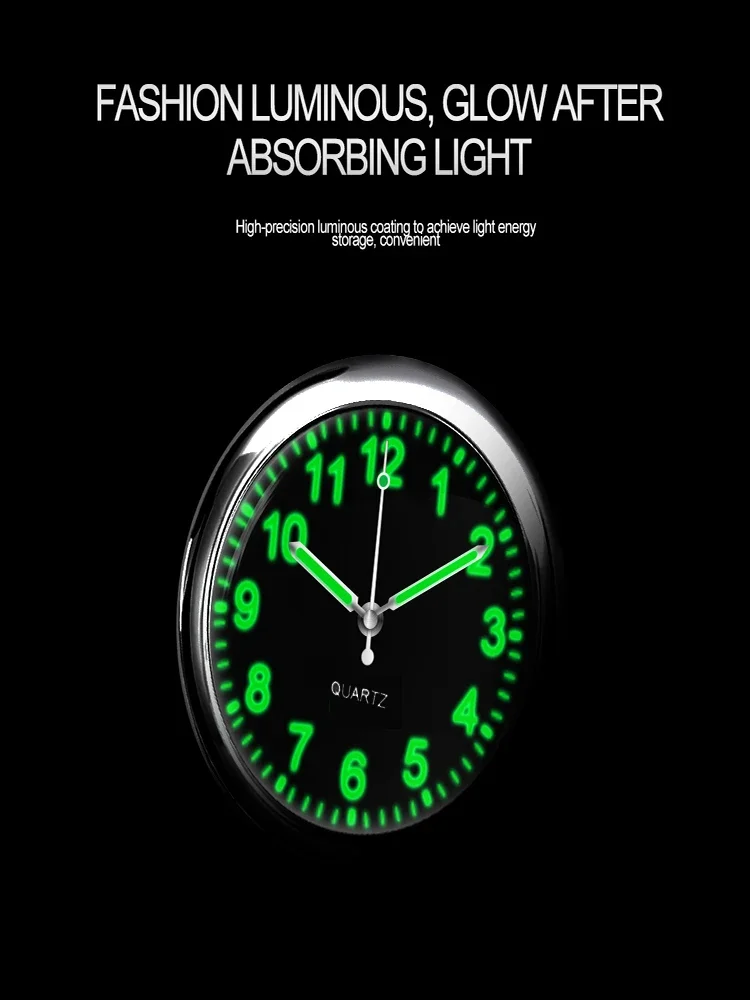 Car Clock Luminous double-sided adhesive quartz Watch Mechanics Quartz Clocks Auto Ornament