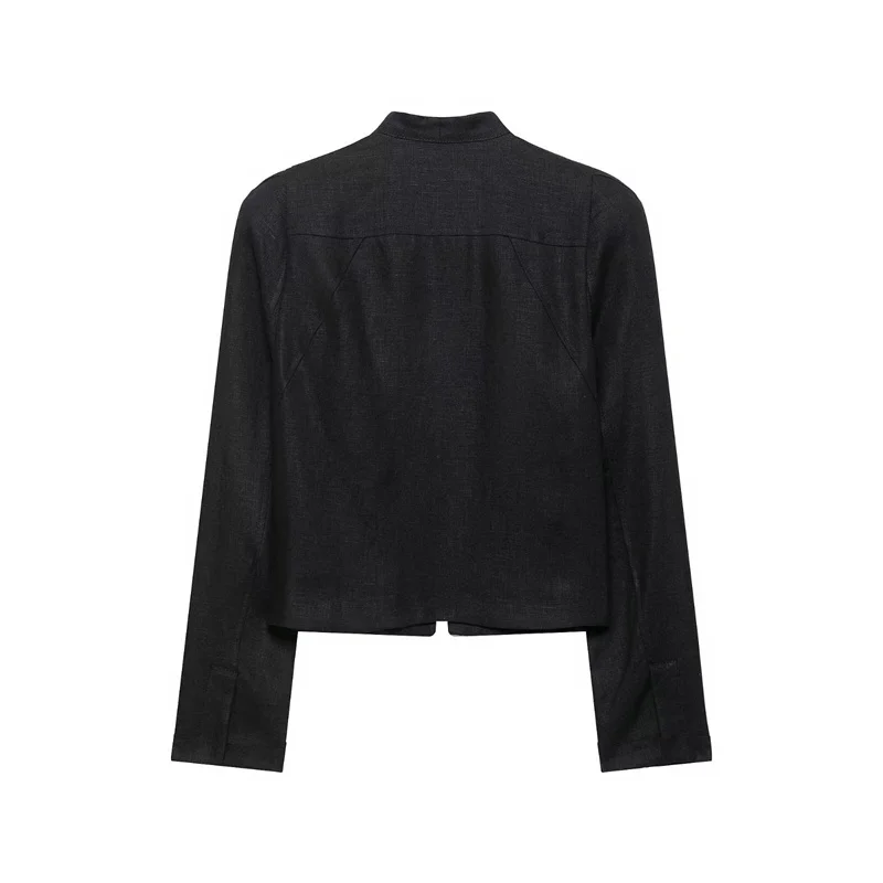 Guobioziy 2026 Autumn New Women's Jacket Black Textured Long Sleeve Button-Decorated Simple Chic Jacket Trendy Style
