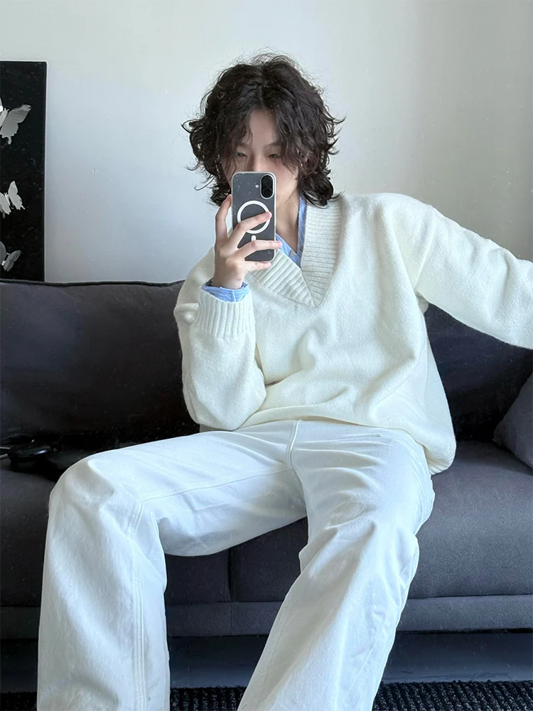 

Мужской зимний свитер American Sle Cleanfit V-Ne из полиэстера с длинным рукавом, вязаный, премиум-класса, для повседневной носки