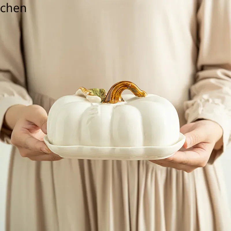 J13 modern creative ceramic pumpkin ceramic fruit plate preserved snack plate dinner plate