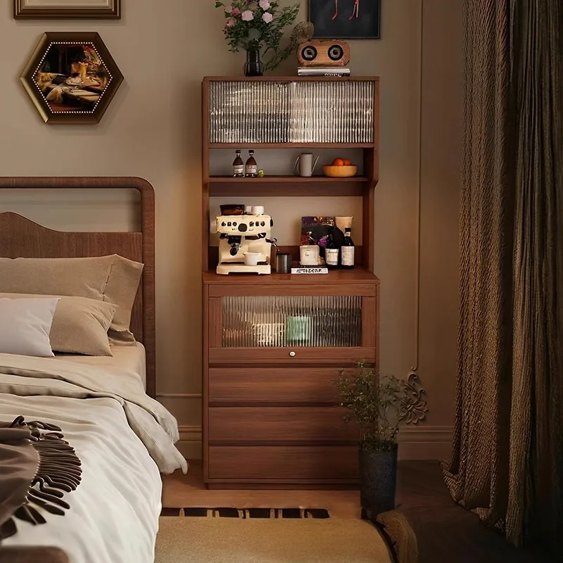 Edge cabinet integrated against the wall Household living room Tea cabinet Antique multi-functional locker Sub-side cabinet