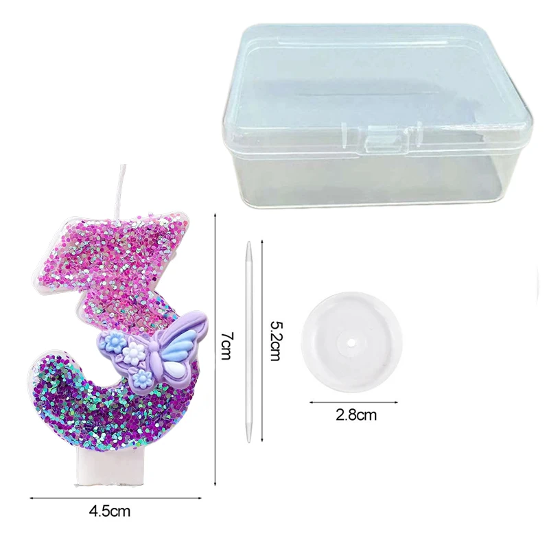 Creative DIY New Butterfly Series Gradual Change Purple Bow Digital Birthday Candle - Children's Cake Party Decoration Supplies - view 2