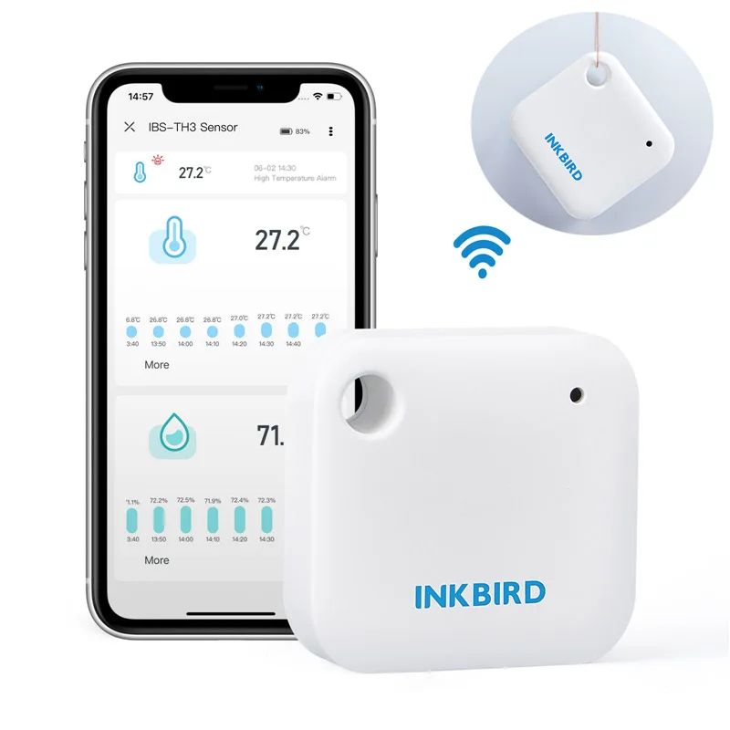 

Датчик температуры и влажности INKBIRD с Wi-Fi, умный гигрометр, термометр, датчик 2 в 1, с температурными сигналами