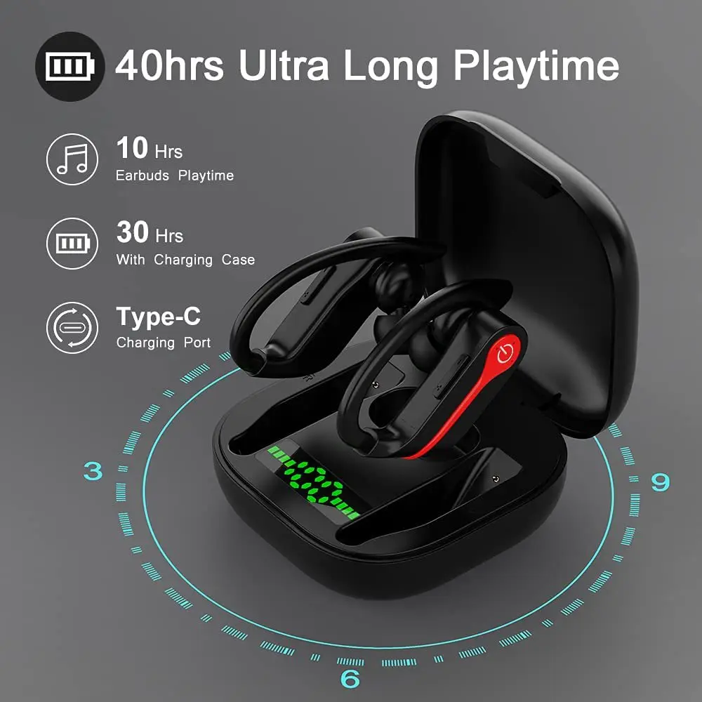 TWS Sports Wireless Bluetooth 5.1 Ear Hook Earphones Portable ANC Competitive Game Earphones Ergonomic Design Comfortable Fit