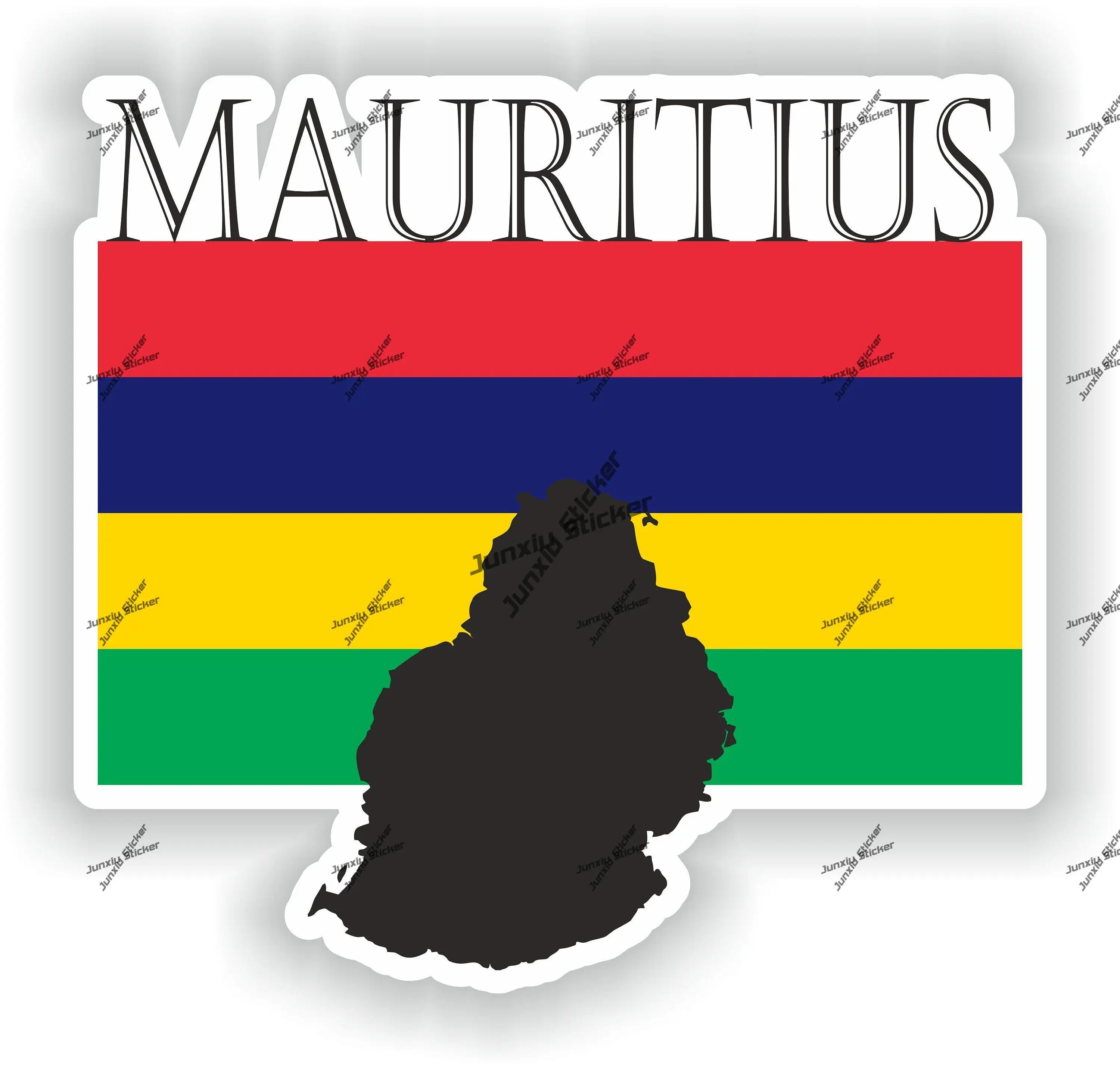 

Mauritius Sticker Coat of Arms of Mauritius Flag with Graphical Outline Waterproof Decor for SUV Window Car Bike The Whole Body