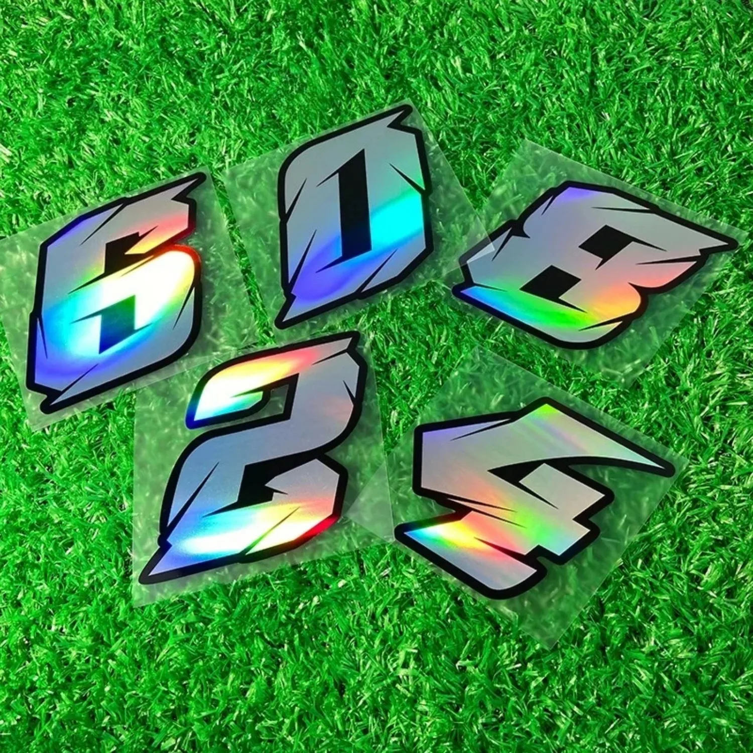 1PC Laser Number Motorcycle Stickers Waterproof Motorbike Fuel Tank Electric Scooter Bicycle Decoration Durable Vinyl Decals image 2
