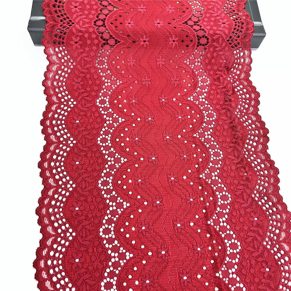 3y/lot Width 21cm Dark Red Elastic Stretch Lace Trim For Lingerie Sewing Craft DIY Apparel Fabric Lace Wedding Garment Accessory