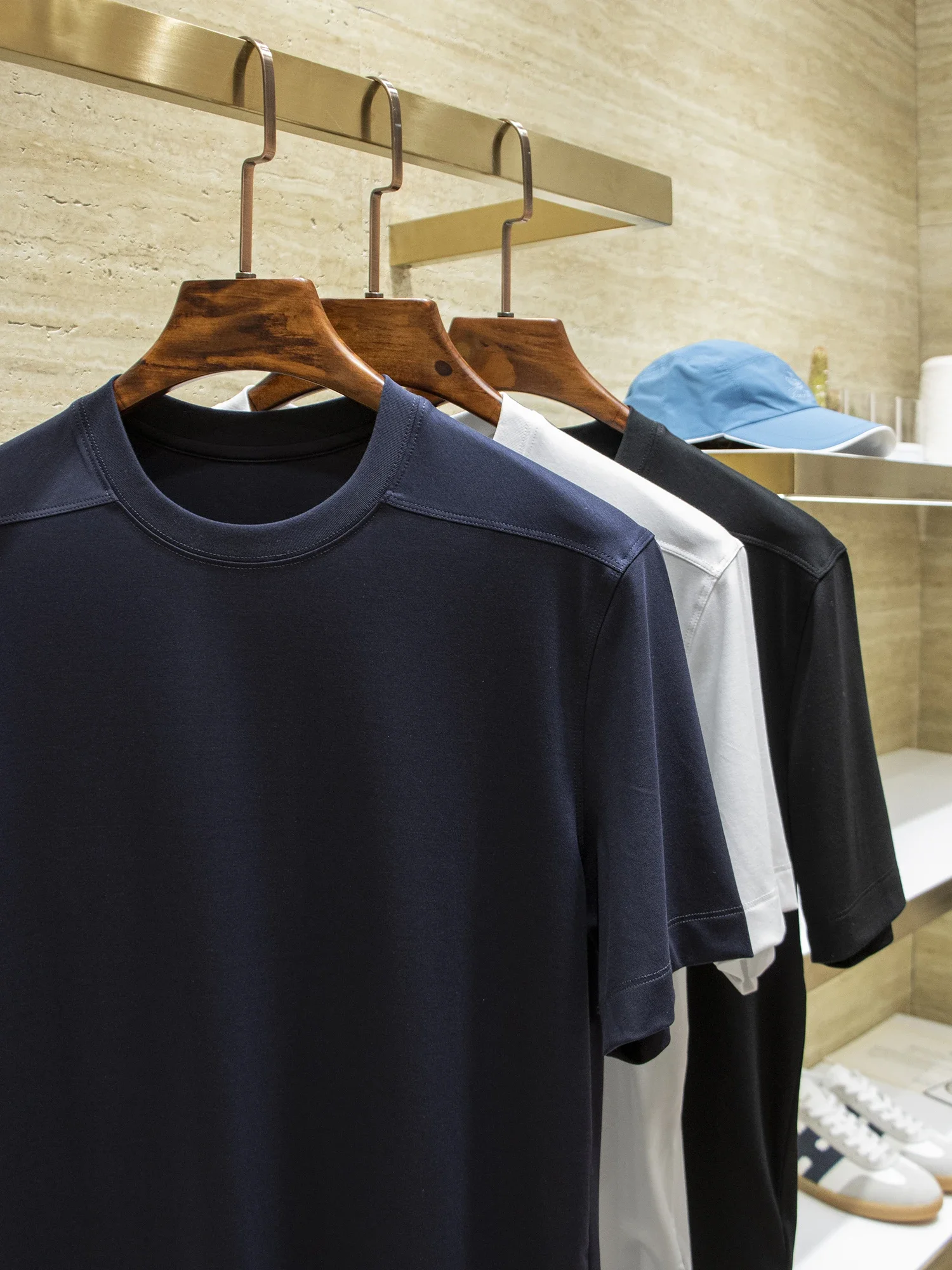 

Modal Sand Silk Blended Shoulder Men's Summer Solid Color Crew Neck Short Sleeve T-Shirt