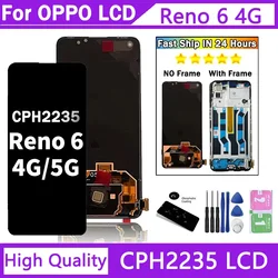Reno 6 Display Screen For OPPO Reno6 4G LCD CPH2235 Display Touch Panel Digitizer For Oppo Reno 6 5G PEQM00, CPH2251 LCD Frame
