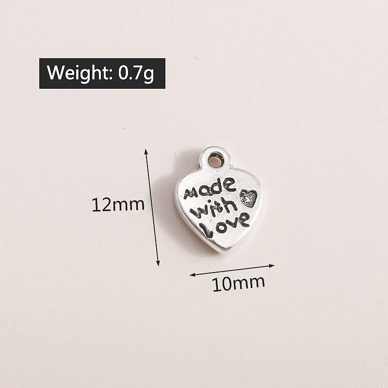 Leslie 50 Stück 10*12mm versilberte Herzanhänger für Armbänder, Halsketten, Ohrringe, DIY-Schmuckherstellung – Detail 1