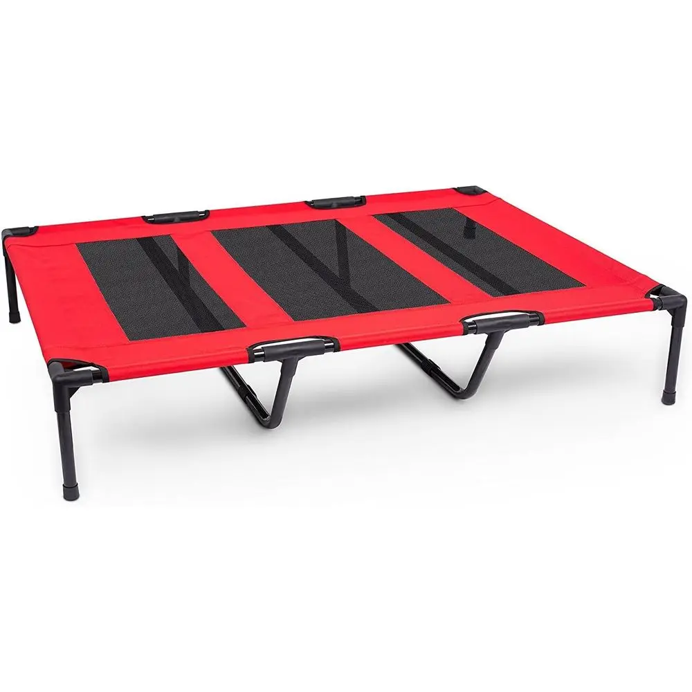 

Приподнятая кровать-лежанка для больших собак с охлаждающей сеткой 48x36 для использования в помещении и на улице, красная