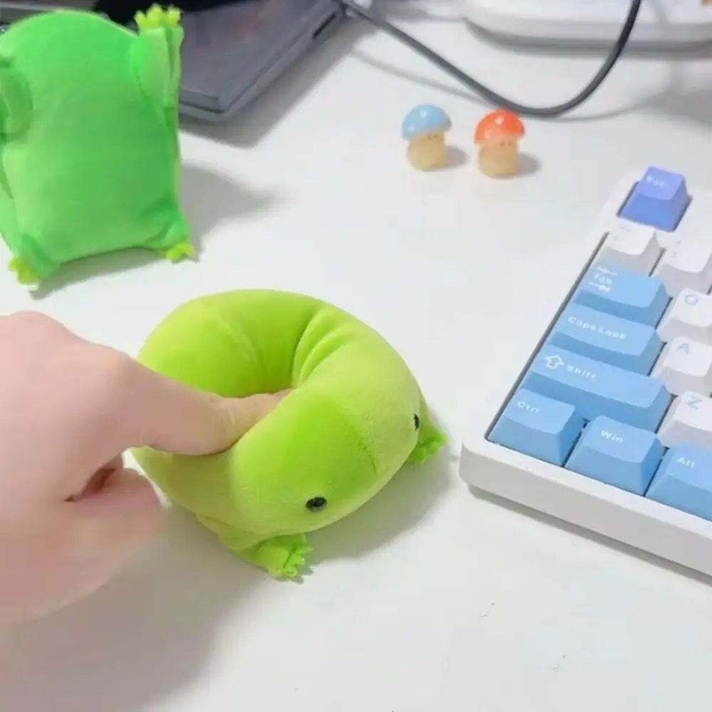 Cartoon Style Green Frog Green Color Soft Material Frog Keychain Fluffy Texture PP Cotton Stuffed Animal Friends Gift
