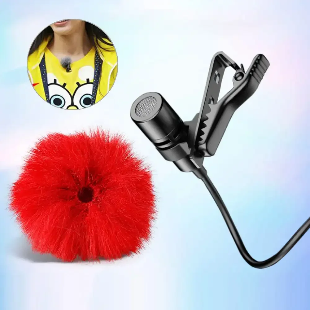 Plush Microphone Cover Windscreen Fluffy Artificial Reduce Noise Fur Mic Sleeve Compatible for Little Bee Mic Collar Clip Wheat