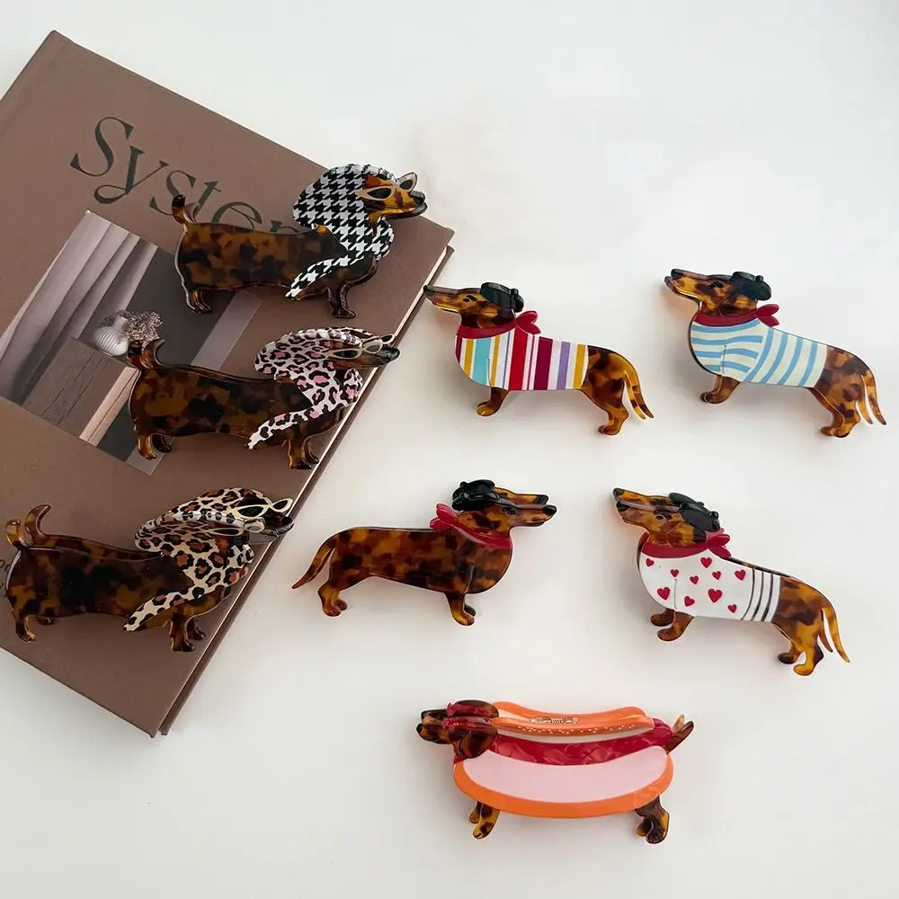 

Cute Animals Dachshund Hair Claw Large Acetic Acid Cartoon Hairpin Puppy Shark Clip Acetate Grab Clip Korean Style Headwear