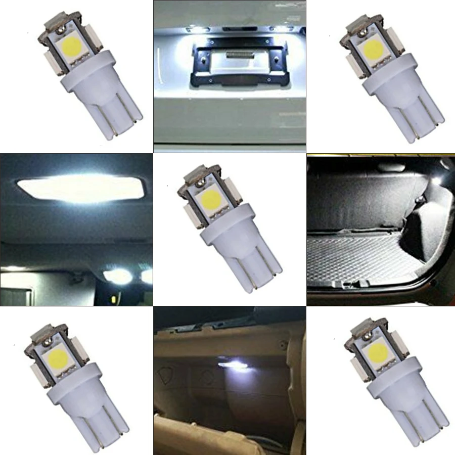 2/6/10x W5W T10 LED Bulb For Car LED Signal Light Canbus Free Error 5050 SMD 65000K 12V White Auto Wedge Side Trunk Lamps