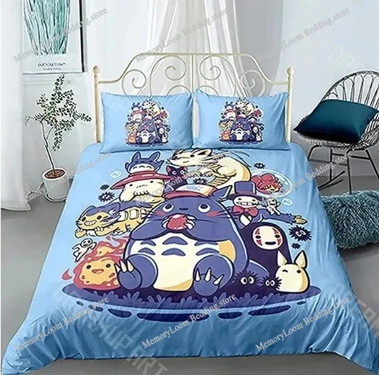 Black Totoro 3d Bedding Set Japan Cartoon Anime Movie Printed Duvet Cover Sets Pillowcases Twin Full Queen King Size Boys Girls
