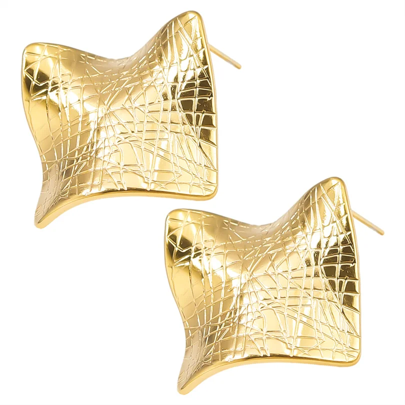 6pcs Fashion Heart Shape Irregular Earrings Gold Plated Minimalist Exaggerated Geometric Punk Stainless Steel Earrings for Women