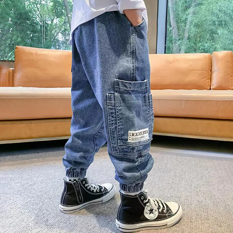 Children\'s Jeans Spring And Autumn New Children\'s Clothing Casual Soft Jeans Korean Version Baby Boy Long Pants  6  8 10 12 14 Y