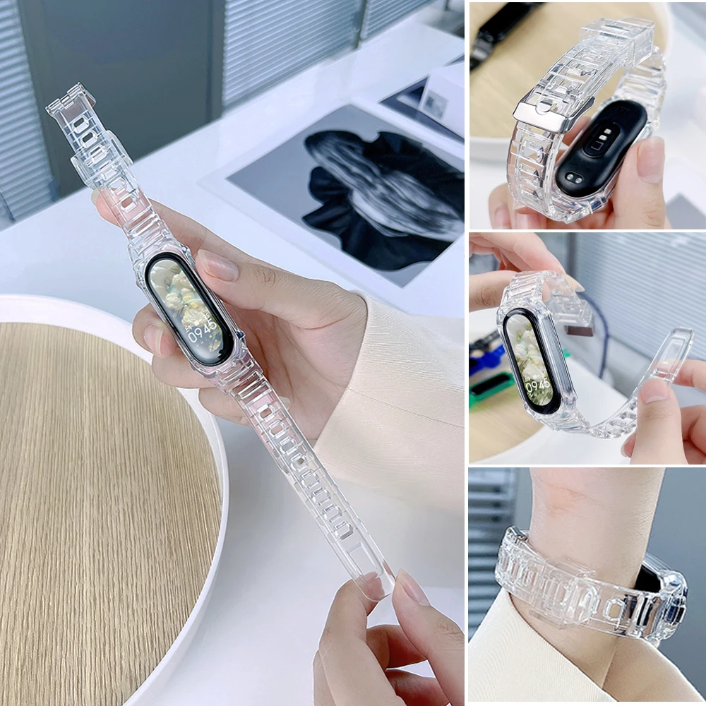 Transparent watchband for Xiaomi Mi Band 7 NFC Air hole miband6 Sport glacier smartwatch wrist correa on mi band 6 5 4 3 8 Strap