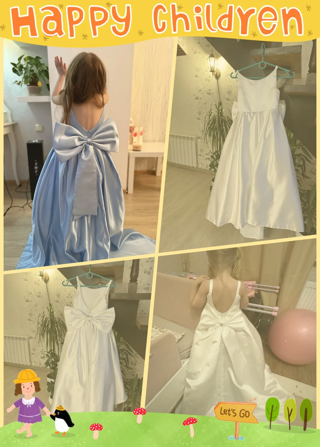 Weißes Blumenmädchenkleid mit Schleifenriemen, Mini-Brautkleid, Kinder-Ballkleid, Erstkommunion-Kleid, Vestidos, individuell gestaltet – Detail 2