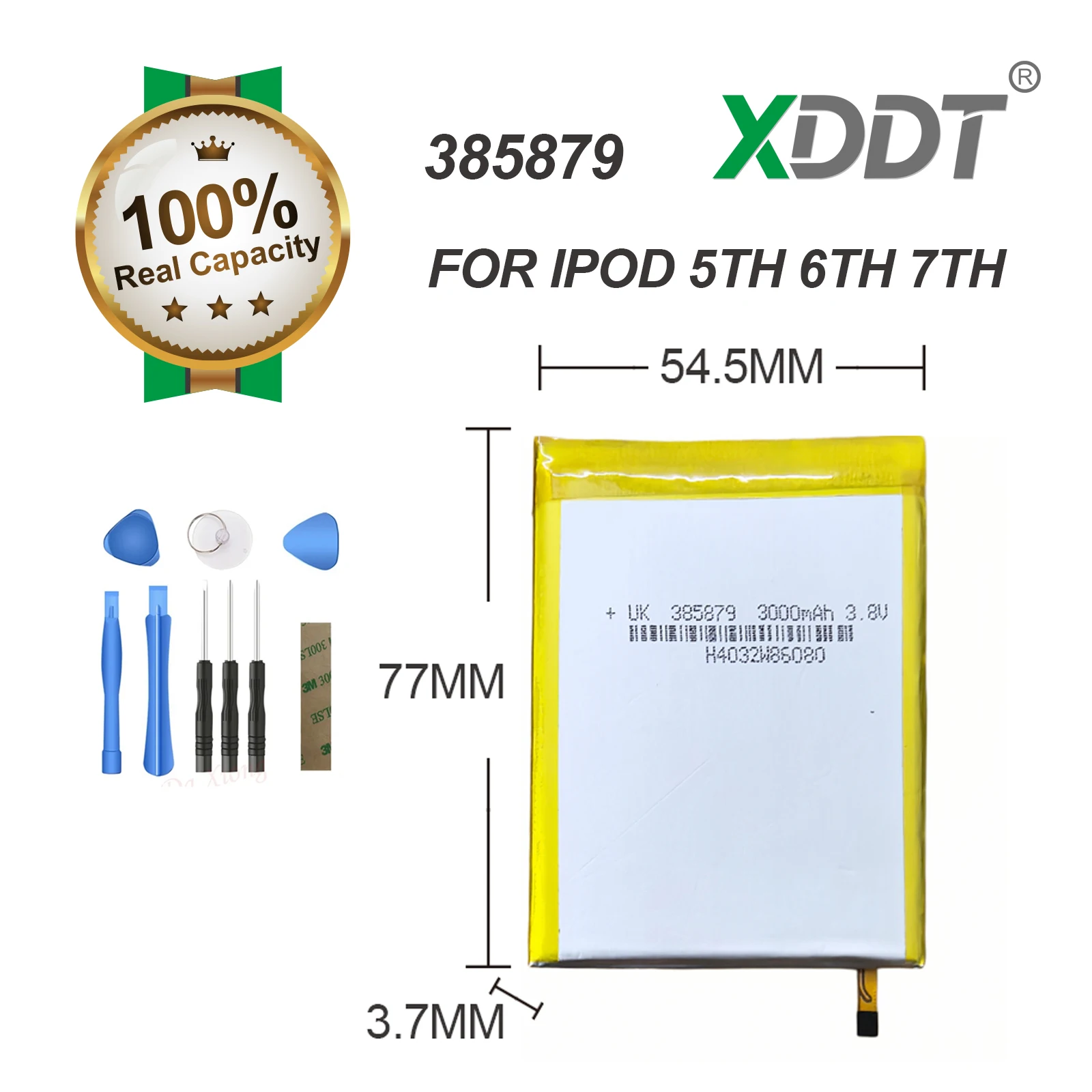XDDT 3000mAh SSD HD Upgrade Battery for iPod 5th Gen Video 30GB iPod 6th Gen Classic 80GB 120GB 7th Gen 160GB Batteries