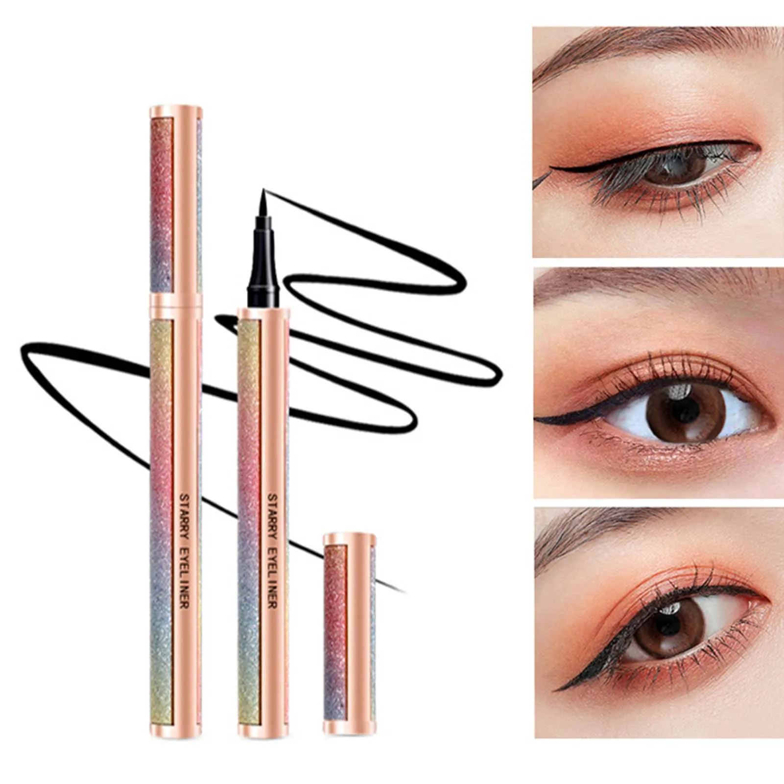 Portable Quick Dry Silky Eye Liner Long-Lasting Waterproof Black Eye Marker Pen Beauty Cosmetics Makeup Products For Women Girl