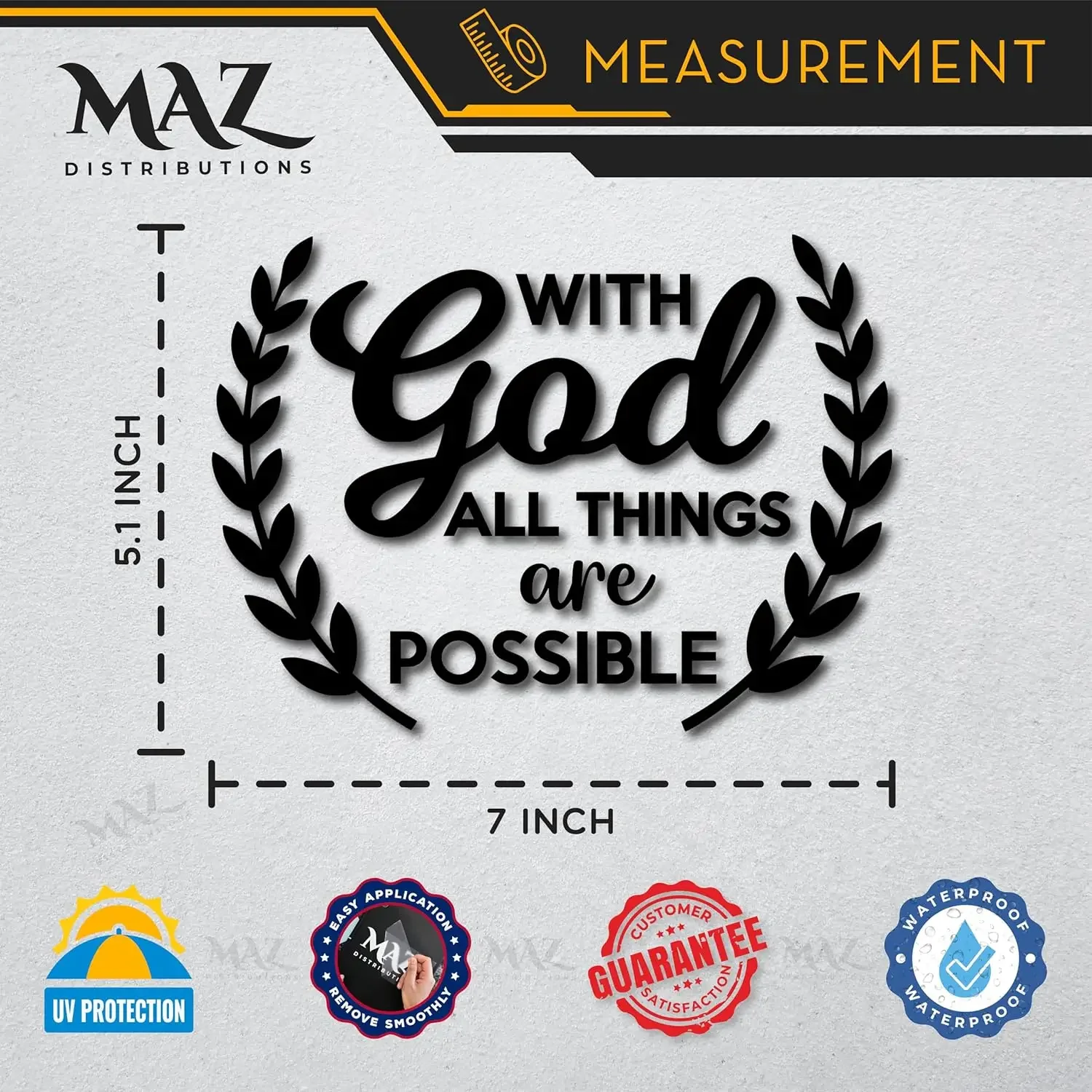 

1PC With God All Things Are Possible Sticker Waterproof Removable Vinyl Decal For Laptop Car Window Door Wall Decor