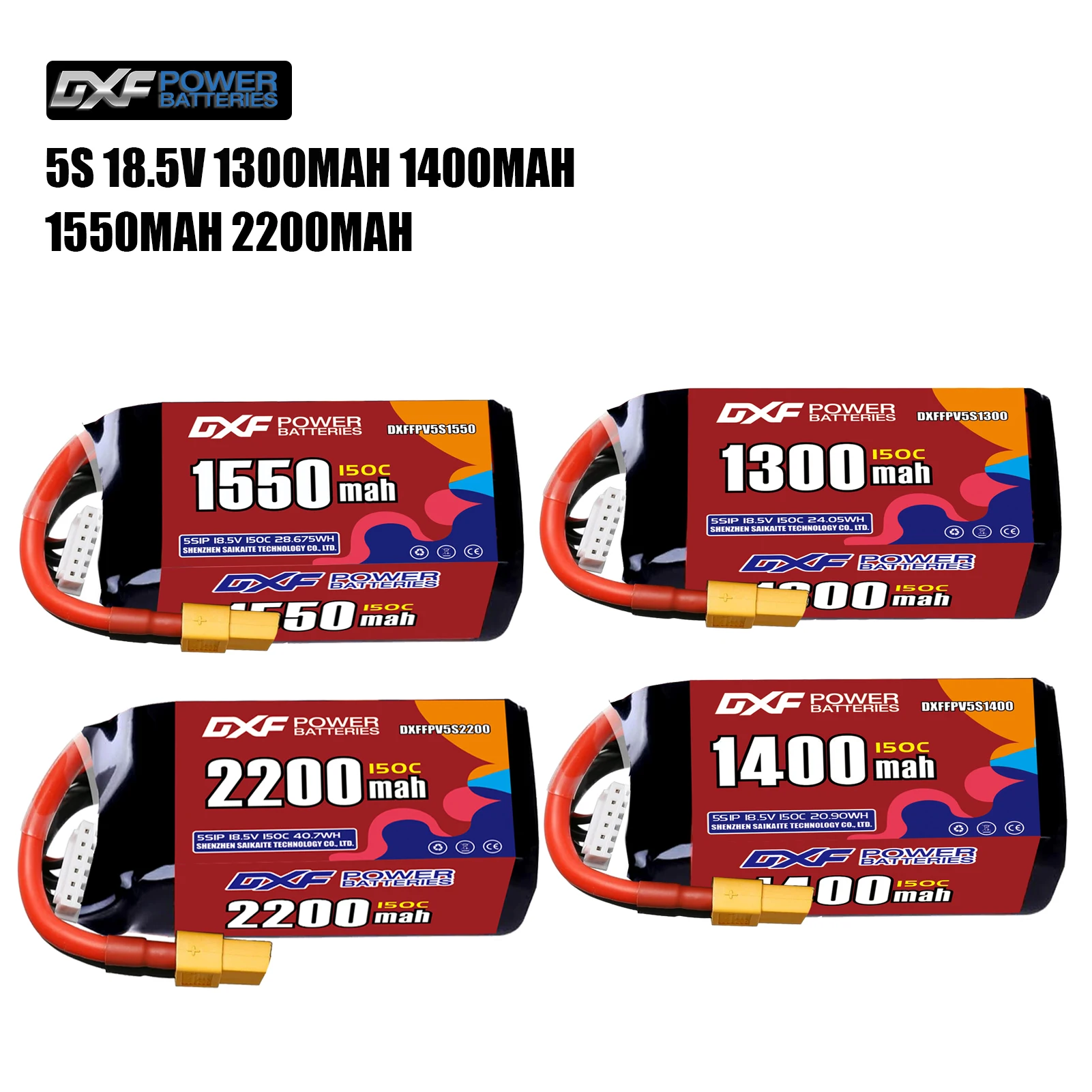 DXF Lipo 5S Battery 18.5V 1550mAh 2200mAh 1400mAh 1300mAh 150C with XT30 XT60 JST Plug for FPV Helicopter Quadcopter Drone