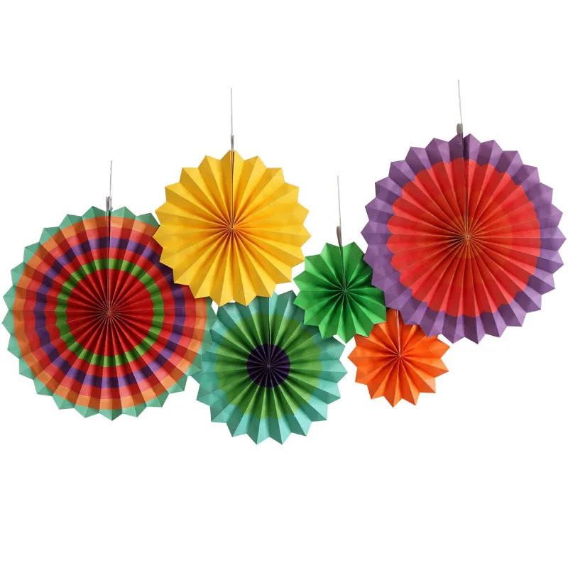 6pcs/set Decorative Wedding DIY Wheel Tissue Paper Hanging Fans Flowers Craft For Birthday Party Wedding Baby Shower Decoration