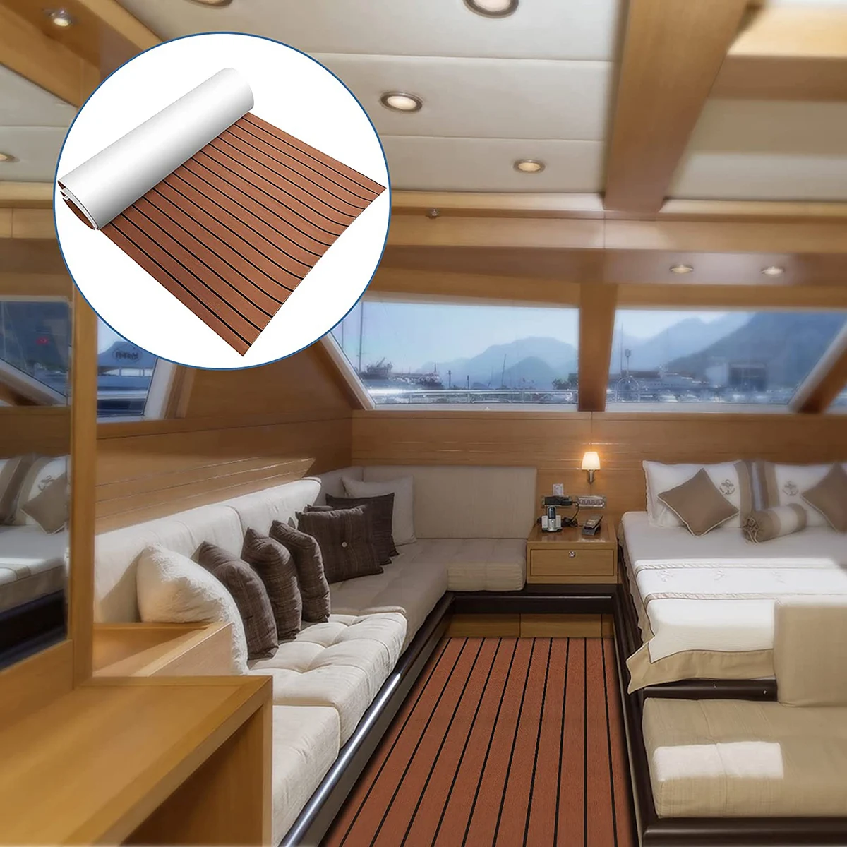 

Marine Boat Flooring 1200mmx2400mmx5mm Faux Teak Boat Decking Sheet Floor Mat Self-Adhesive EVA Foam Boat Yacht RV Caravan