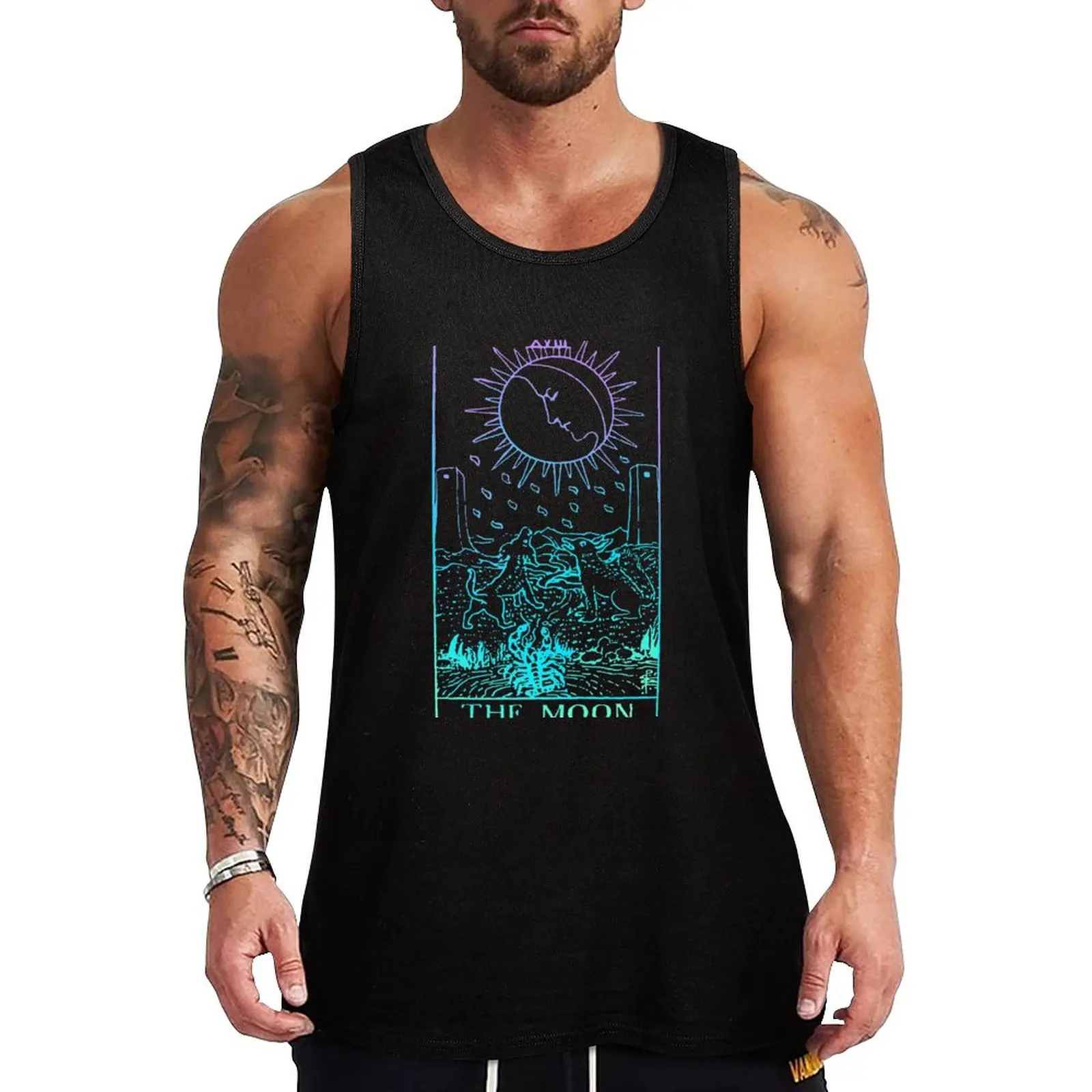 The Moon Tarot Card Rider Waite Witchy Tank Top t shirts Men's sports t-shirt men clothings