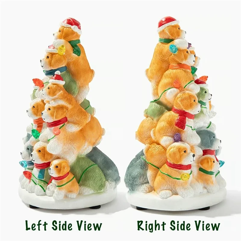 

AD-Holiday Puppy Lights Handmade Resin Christmas Tree For Puppies - Cute Help Feed Dogs In Need Of Shelter