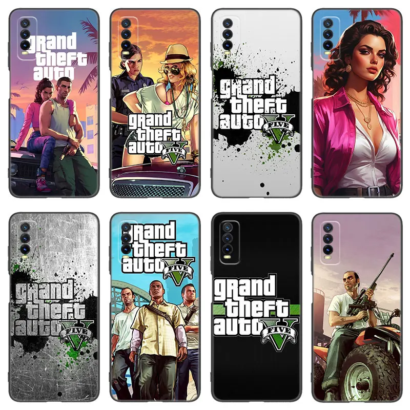 Grand Theft Auto GTA 5 Black Silicone Phone Case For Vivo V27 V29 e V30 X80 X90 Pro Y17 Y21 Y22 Y33 S Y16 Y20 Y27 Y35 Y36 Y55