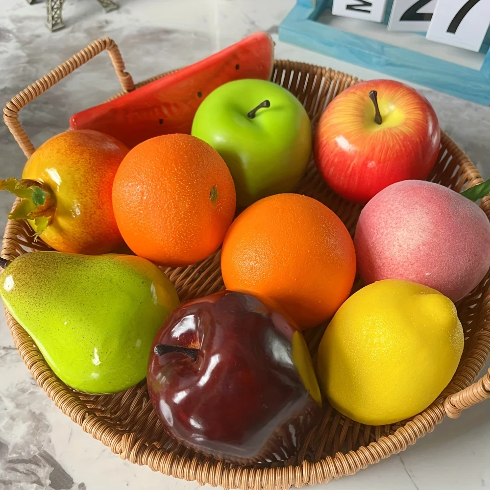 10 Piezas de Frutas Artificiales, Frutas de Simulación, Modelo de Frutas y Verduras Falsas, Accesorios de Fotografía, Frutas de Plástico Realistas para Decoración de Fiestas