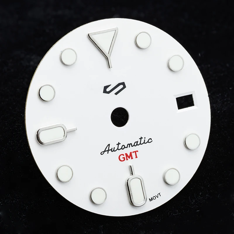 Циферблат часов 28,5 мм со стрелками GMT Sunray, светящаяся подставка NH35 NH34, циферблаты, автоматический механизм