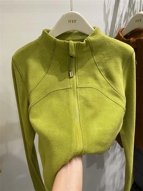 Comfortable Lazy Design Double Zipper Long Sve Women's Fce Autumn Winter Sle Cardigan Trendy Base irt Korean Sle