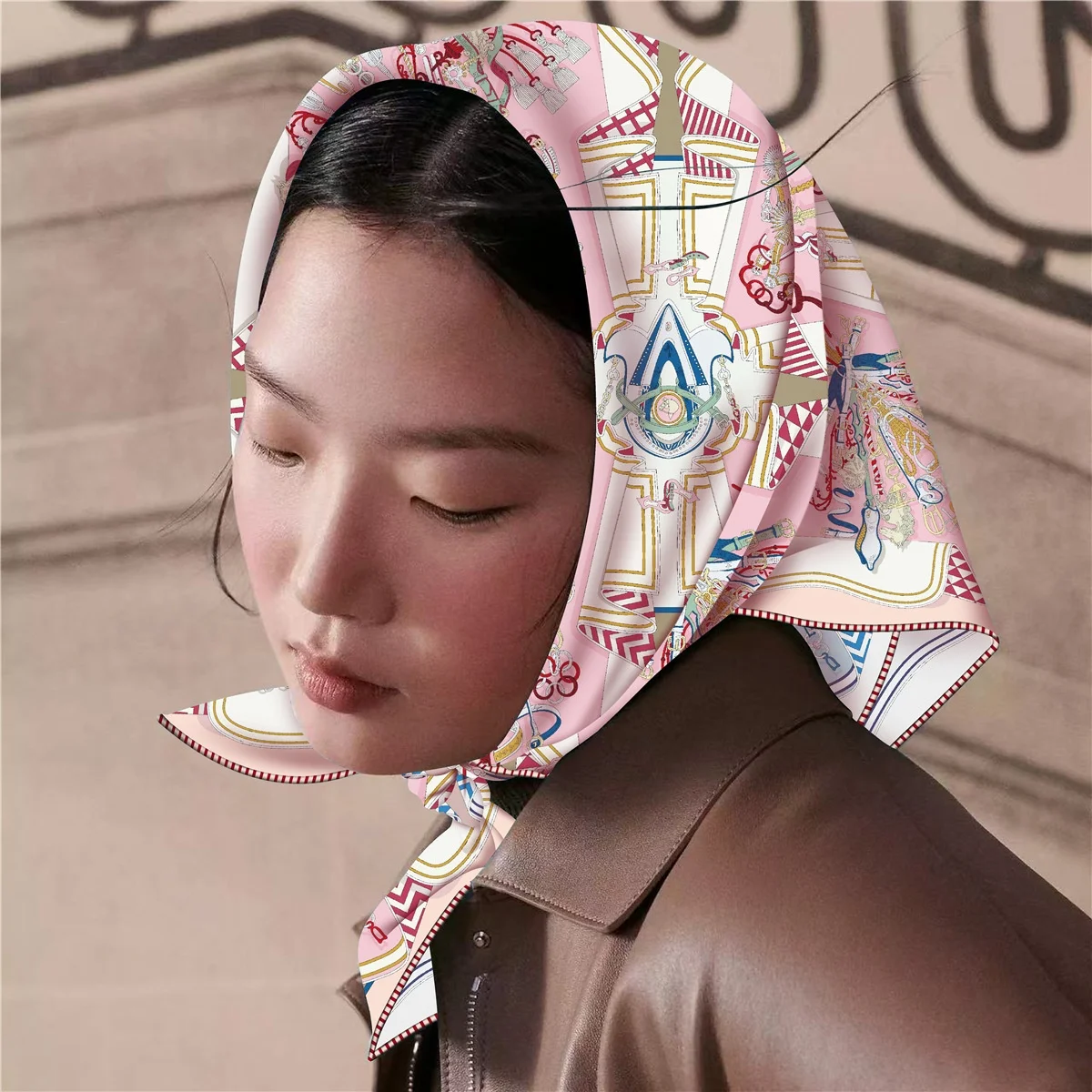 وشاح حريري بحواف ملفوفة يدويًا، شال كتف بنمط مائل، تصميم ربيعي جديد، وشاح نسائي عصري متعدد الاستخدامات #4