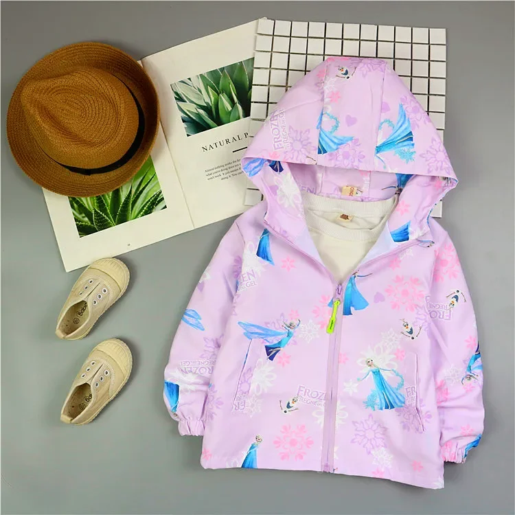 Children Clothing Frozen Elsa Jacket Coat Spring Autumn Girls Cartoon Hoodie Zip Windbreak Jackets Kids Fashion Sports Outerwear