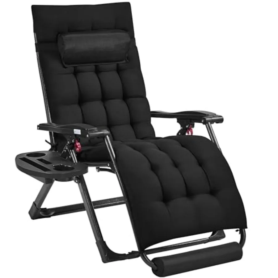 

26 Zero Gravity Chair Folding Reclining Lounge for Indoor and Outdoor Use Steel Frame with Black Fabric Ergonomic Support Remov