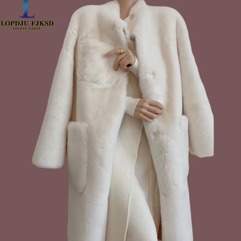 

Women's Faux Mink Fur Coats,Single Breasted Jacket, Loose Thicken Warm Female Clothes,England Style, New, Winter, 2024