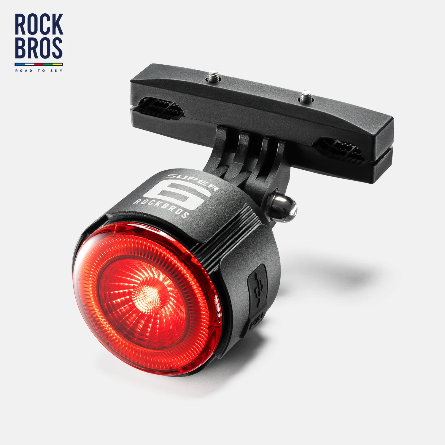 ROCKBROS ROAD TO SKY Bicycle Light Aluminum alloy shell Taillight with 24 COB Lamp Beads 6Modes Type-C Smart Brake Sensing Light