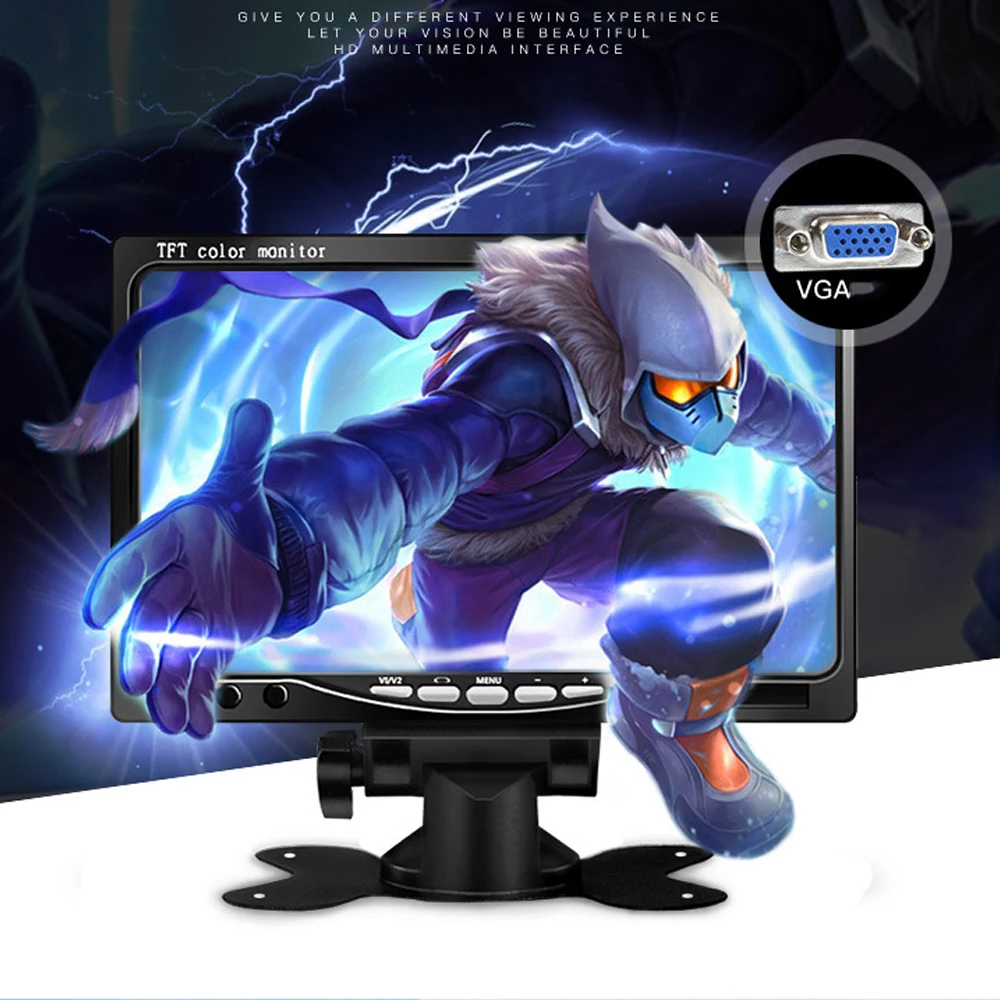 Fotografia 5: Monitor veicular HDMI 7 polegadas widescreen HD 1024 * 600 LCD com AV / VGA / Mini desktop compatível