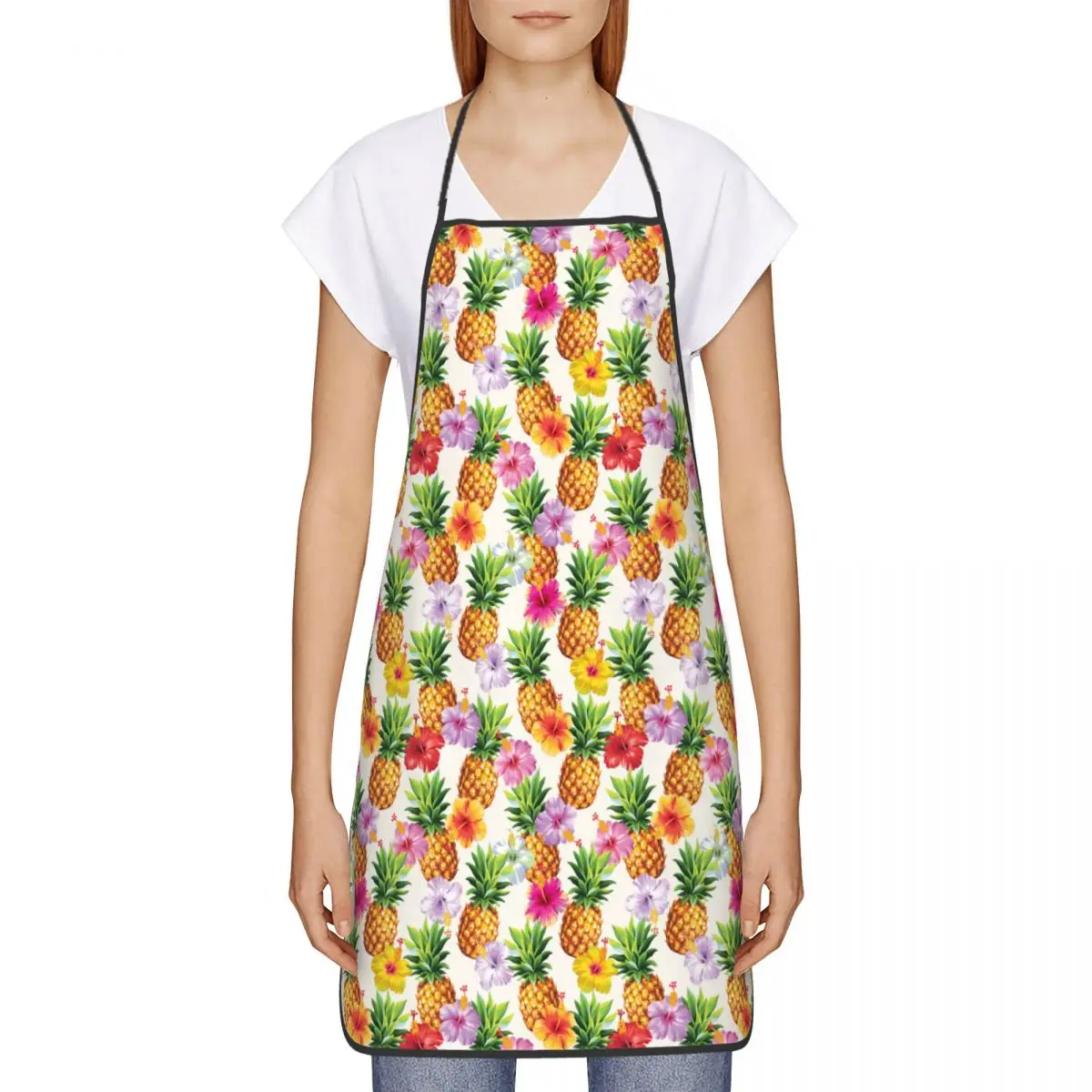 Unisex Summer Tropical Fruits Pineapples Kitchen Chef Cooking Baking Apron Women Men Tablier Cuisine for Painting