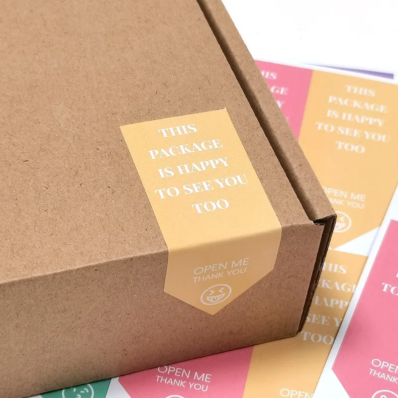 50-100 Stück/Packung Rechteck Siegel Etiketten Aufkleber für Hochzeits feier dekorative Geschenk verpackungen dieses Paket freut sich, Sie Aufkleber zu sehen