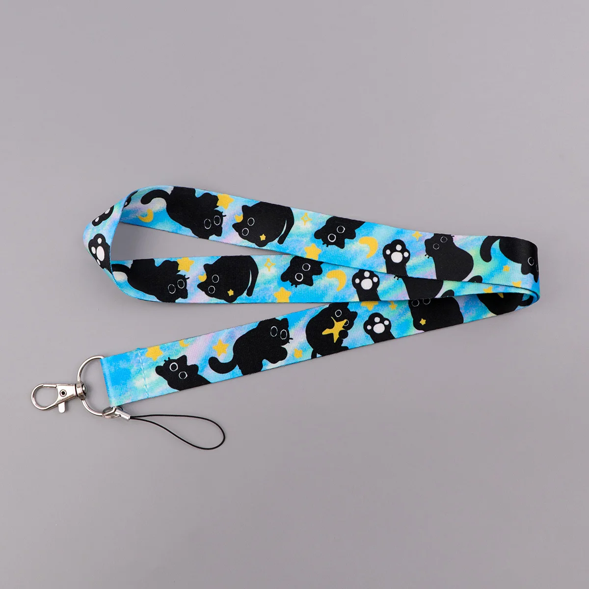 Czarny Kot Etui na Karty Smycz Kreskówkowe Zwierzęta Pasek na Szyję Etui na Karty Kredytowe Identyfikatory Ochrona Kart Osobowych Pokrowiec na Karty