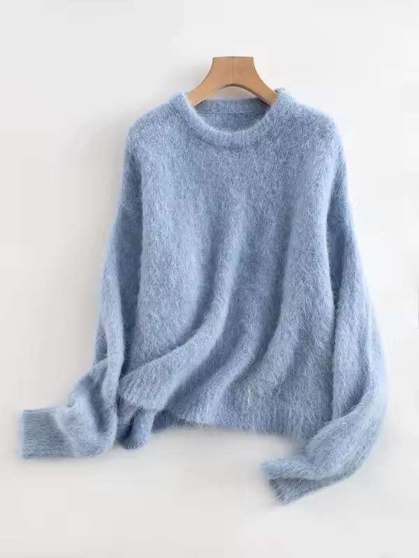 SuyaDream Warm Alpaca Pullovers for Woman, Dropped Sleeved Loose Sweaters, 2025 Fall Winter Top, Camel, Beige - Image 8