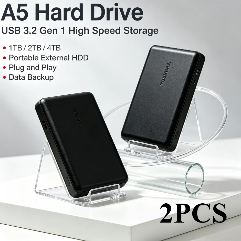 Brand+ Toshiba A5 2PCS Portable External Hard Drive High Speed HDD Storage Disk For Laptop Mac Windows File Photo Data Backup