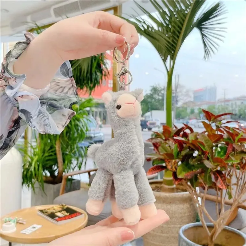 1pcs Soft Cute Handmade   Pendant Key Trinket  Gift Alpaca Keychain Sheep Key Ring Animal Keyring Stuffed  Keychain - view 3