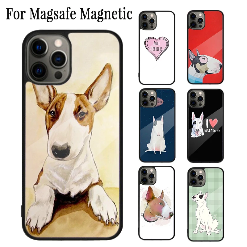 English Bull Terrier Dog Magnetic Phone Case Coque For iPhone 16 15 14 Plus 13 12 Mini 11 Pro Max Magsafe Wireless Cover