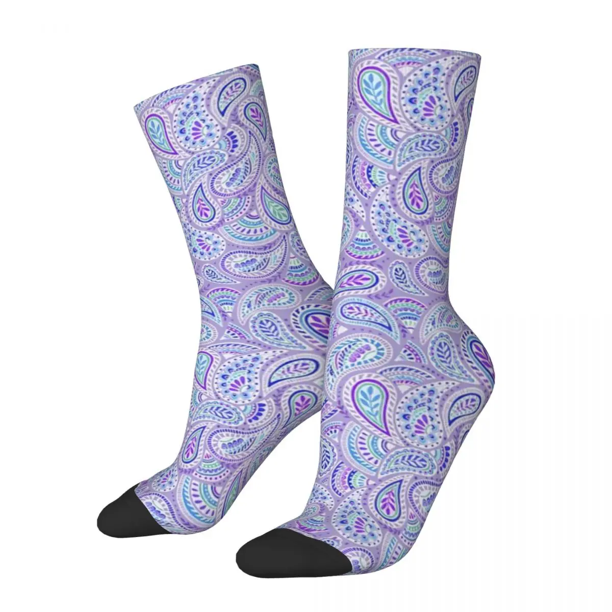 Longo Roxo Paisley Meias para Unisex, Harajuku Meias, Todos Acessórios Temporada, Presente de Aniversário, Alta Qualidade